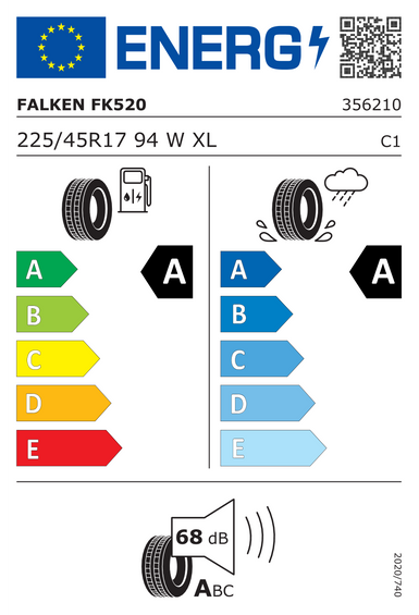 Pneus Falken AZENIS FK520 XL MFS AO 225/45 R17 94W