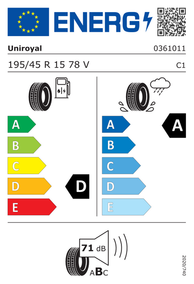 Pneus Uniroyal RainSport 5 FR 195/45 R15 78V